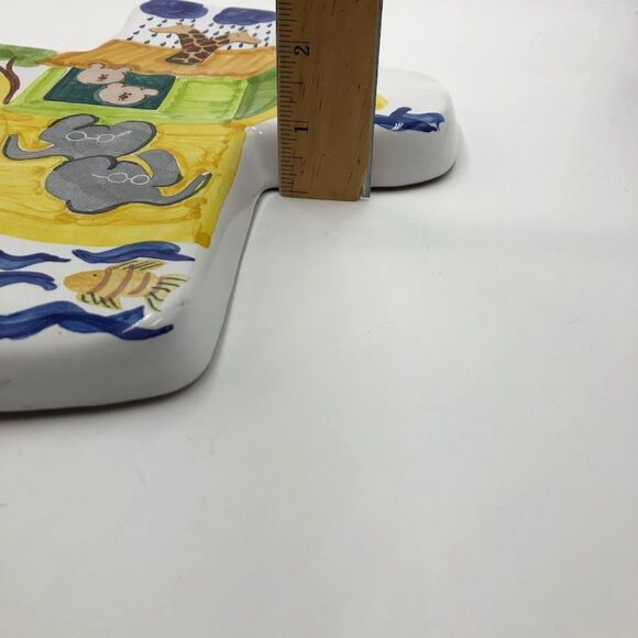 The Boozell Collection Noah's Ark Ceramic Cross Hanging Wall Art Terracotta 10in - Picture 12 of 12